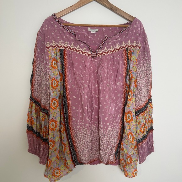 Sundance Top Blouse Wild Wood Boho Tunic Size XXL Plus Size Colorful - Picture 1 of 6